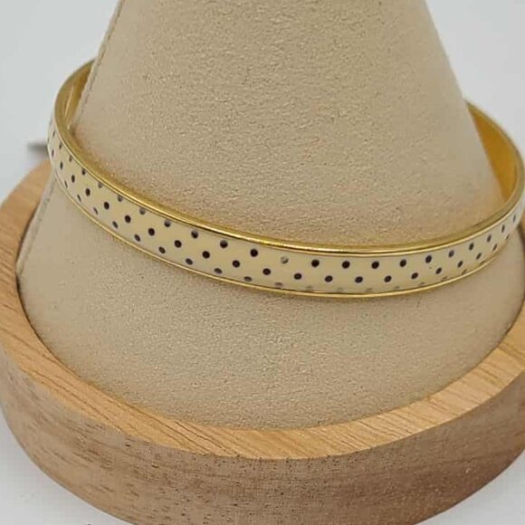 J Crew Factory Off White Polka Dot Gold Tone Thin Enamel Bangle NWT!  NEW! - Picture 7 of 8